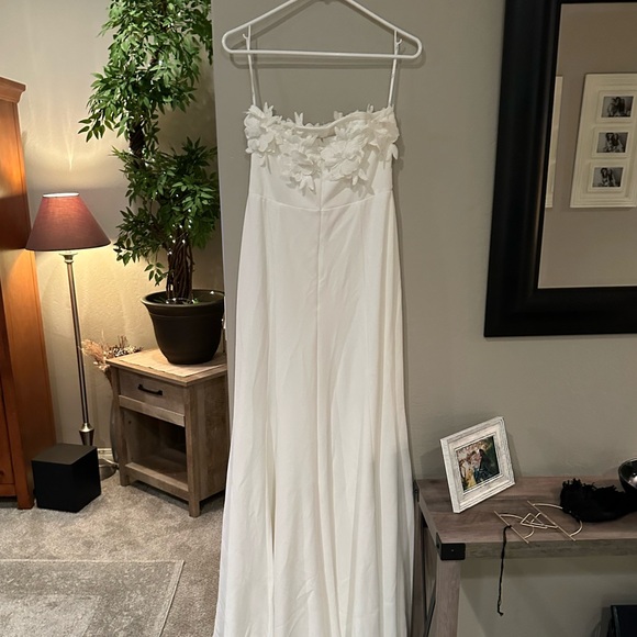 Lulus Love Garden Ivory 3D Floral Embroidered Strapless Maci Dress, SIZE MEDIUM - Picture 6 of 7